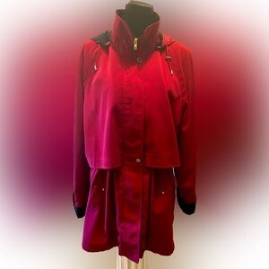 Gallery Hooded trench chinch waist Coat red with hood Large